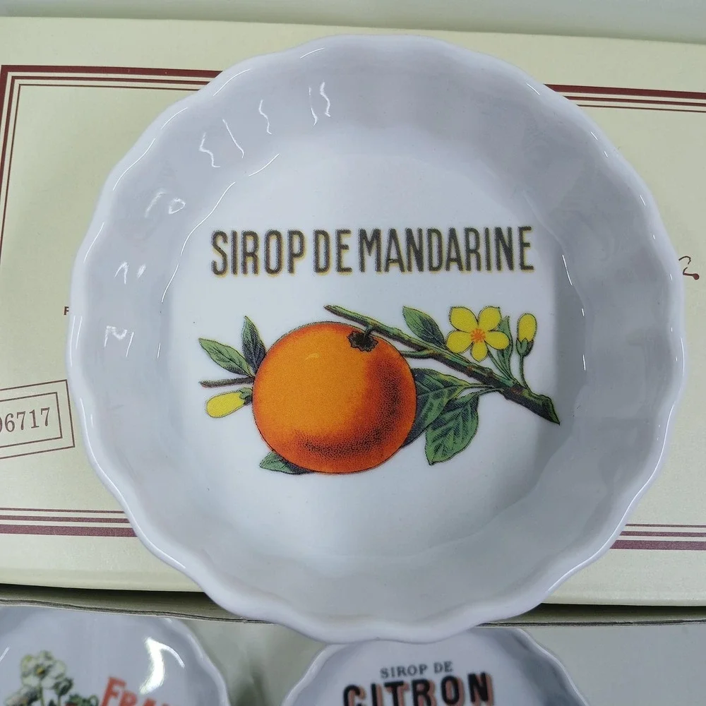 Williams-Sonoma Harvest Market Ramekins Set Of 6 White‎ Fruit 4 In Italy Ceramic